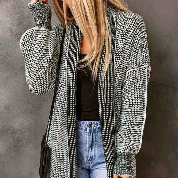 Multicolor Casual Womens Drop Shoulder Open Front Coat - Picture 3 of 5